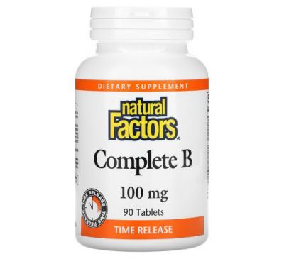 Natural Factors, комплексні вітаміни групи В, 100 мг, 90 таблеток