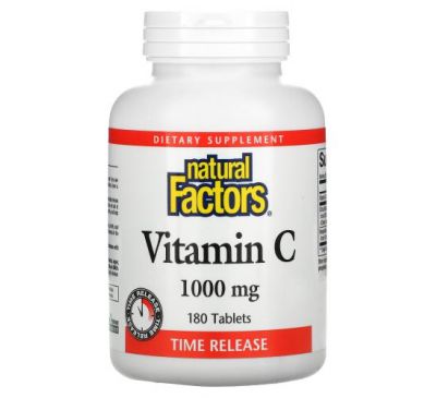 Natural Factors, вітамін C, з повільним вивільненням, 1000 мг, 180 таблеток