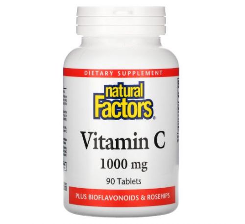 Natural Factors, вітамін С, з біофлавоноїдами та шипшиною, 1000 мг, 90 таблеток