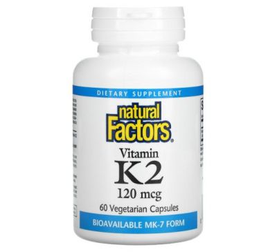 Natural Factors, вітамін К2, 100 мкг, 60 вегетаріанських капсул