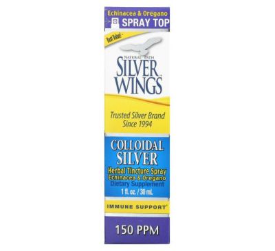 Natural Path Silver Wings, Коллоидное серебро, спрей с травяной настойкой, 150 ч/млн, 1 жидк. унц. (30 мл)