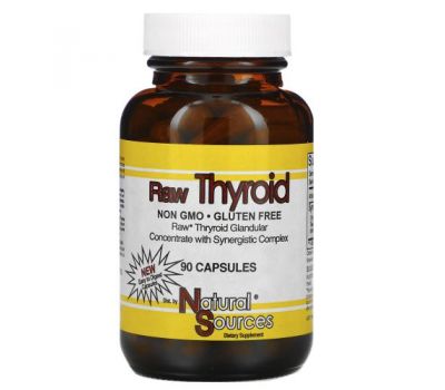 Natural Sources, Raw Thyroid, 90 капсул