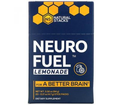 Natural Stacks, Neuro Fuel Lemonade, 20 Stick Packs, 0.17 oz ( 4.7 g) Each