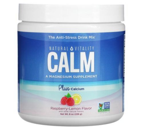 Natural Vitality, CALM, The Anti-Stress Drink Mix, Plus Calcium, Raspberry-Lemon, 8 oz (226 g)