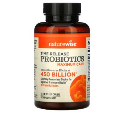 NatureWise, Time Release Probiotics, Maximum Care, 40 Time Release Caplets