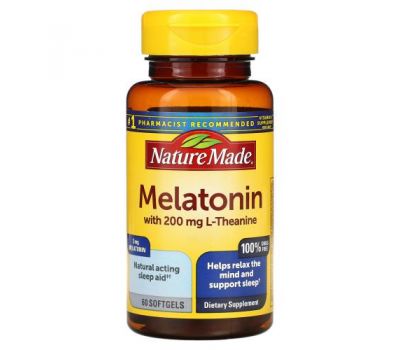 Nature Made, Мелатонин, 3 мг, 60 мягких таблеток