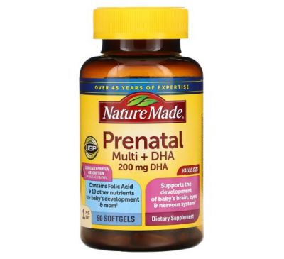 Nature Made, Prenatal Multi + DHA, 90 Softgels