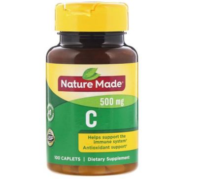 Nature Made, Vitamin C, 500 mg, 100 Caplets