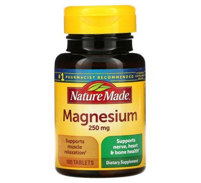 Nature Made, магний, 250 мг, 100 таблеток
