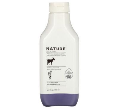 Nature by Canus, Fresh Goat Milk, Шелковистое средство для душа, масло лаванды, 16,9 жидких унций (500 мл)