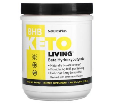 NaturesPlus, BHB Keto Living, Berry Lemonade, 7.4 oz (210 g)