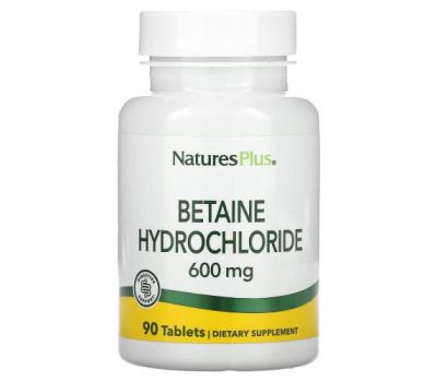 NaturesPlus, Betaine Hydrochloride, 600 mg, 90 Tablets