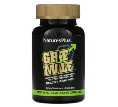 Nature's Plus, GHT Male, гормон роста человека и повышение уровня тестостерона для мужчин, 90 вегетарианских капсул