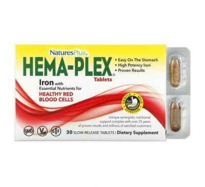 NaturesPlus, Hema-Plex, 30 таблеток із тривалим вивільненням