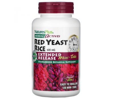 Nature's Plus, Herbal Actives, красный ферментированный рис, 300 мг, 120 мини-таблеток