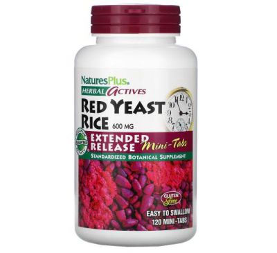 Nature's Plus, Herbal Actives, красный ферментированный рис, 300 мг, 120 мини-таблеток