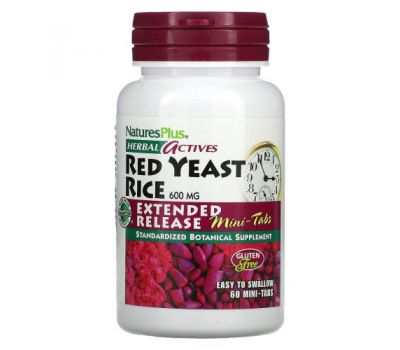 NaturesPlus, Herbal Actives, Red Yeast Rice, 600 mg, 60 Mini-Tablets