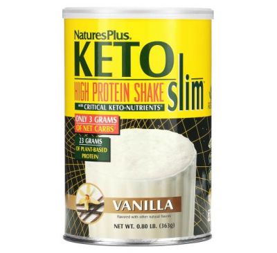 Nature's Plus, Keto Slim, высокопротеиновый коктейль, ваниль, 363 г (0,80 фунта)