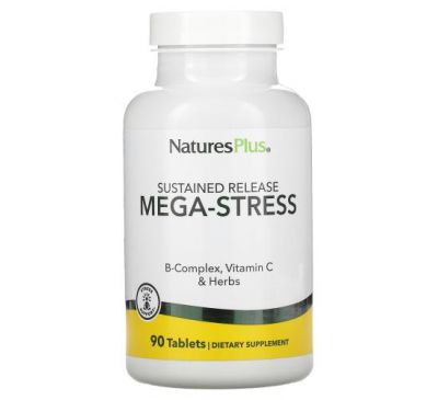 NaturesPlus, Mega-Stress, комплекс проти стресу, тривале вивільнення, 90 таблеток