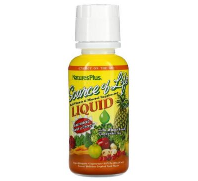 NaturesPlus, Source Of Life, Multi-Vitamin & Mineral Supplement Liquid, Tropical Fruit, 8 fl oz (236.56 ml)