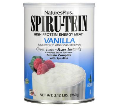 Nature's Plus, Spiru-Tein, питание с высоким содержанием протеина, ваниль, 1088 г (2,4 фунта)