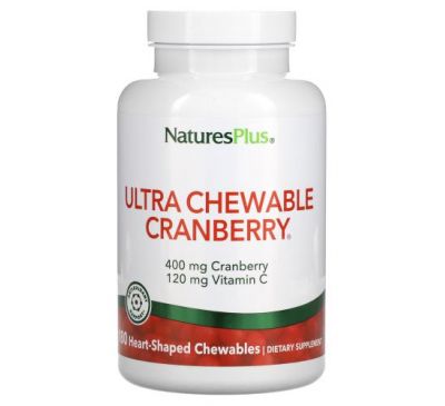NaturesPlus, Ultra Chewable Cranberry with Vitamin C, Natural Cranberry/Strawberry, 180 Love-Berries