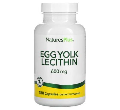 NaturesPlus, лецитин з яєчних жовтків, 600 мг, 180 вегетаріанських капсул
