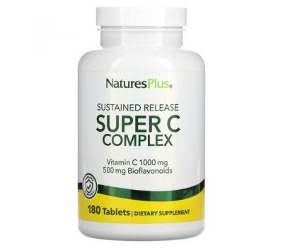 NaturesPlus, суперкомплекс вітаміну C, 180 таблеток тривалого вивільнення