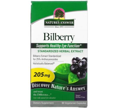 Nature's Answer, Bilberry, Standardized Herbal Extract, 205 mg, 90 Vegetarian Capsules