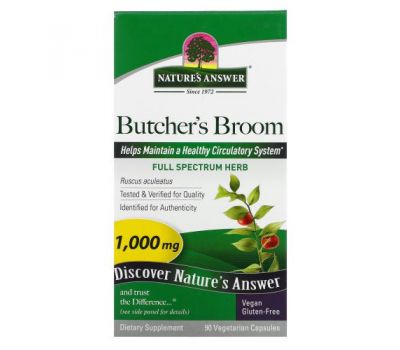 Nature's Answer, Butcher's Broom, 500 mg, 90 Vegetarian Capsules