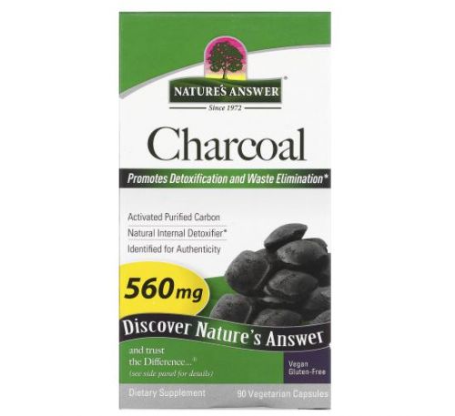 Nature's Answer, Charcoal, Activated Purified Carbon, 280 mg, 90 Vegetable Capsules