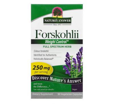 Nature's Answer, Forskohlii, 250 mg, 60 Vegetarian Capsules