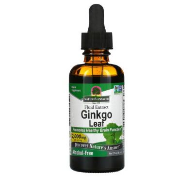 Nature's Answer, Ginkgo Leaf, Fluid Extract, Alcohol-Free, 1,000 mg, 2 fl oz (60 ml)