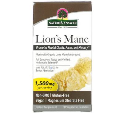 Nature's Answer, Lion's Mane, 500 mg, 90 Vegetarian Capsules