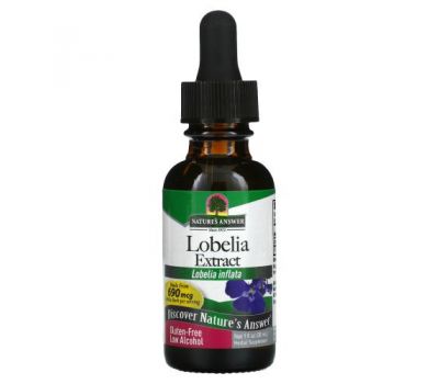 Nature's Answer, Lobelia Extract, Low Alcohol, 240 mg, 1 fl oz (30 ml)