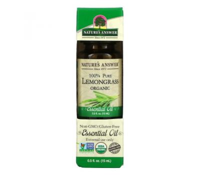 Nature's Answer, Organic Essential Oil, 100% Pure Lemongrass, 0.5 fl oz (15 ml)