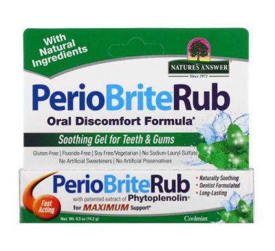 Nature's Answer, PerioBriteRub, Soothing Gel for Teeth & Gums, Cool Mint, 0.5 oz (14.2 g)