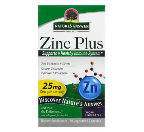 Nature's Answer, Zinc Plus, 25 mg, 60 Vegetarian Capsules