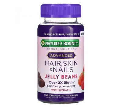 Nature's Bounty, Advanced, Hair, Skin & Nails, Mixed Fruit Flavors, 3,000 mcg, 80 Jelly Beans