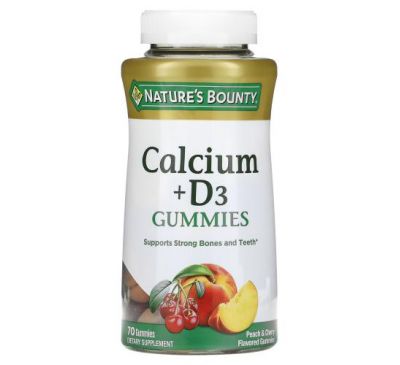 Nature's Bounty, Calcium + D3 Gummies, Peach, Banana & Cherry Flavored, 70 Gummies