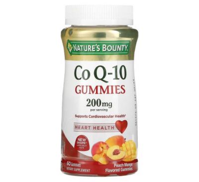 Nature's Bounty, Co Q-10 Gummies, Peach Mango Flavored, 100 mg, 60 Gummies
