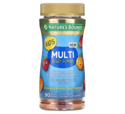 Nature's Bounty, Для детей, мультивитамины, с незаменимыми витаминами и цинком, малина и апельсин, 90 мармеладок