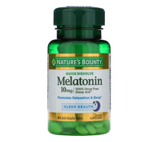Nature's Bounty, Melatonin, Natural Cherry, 10 mg, 45 Quick Dissolve Tablets