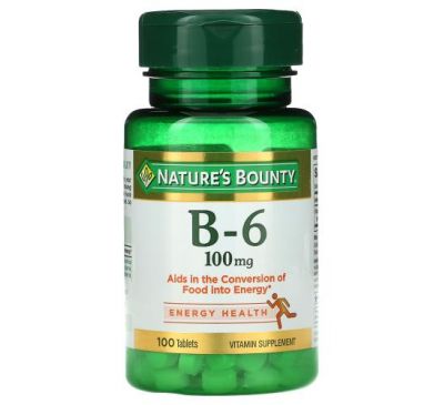 Nature's Bounty, Vitamin B-6, 100 mg, 100 Tablets