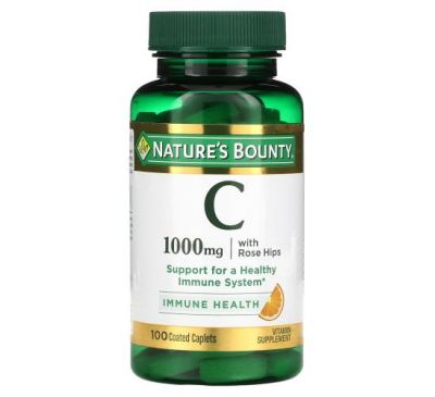 Nature's Bounty, Vitamin C with Rose Hips, 1,000 mg, 100 Coated Caplets