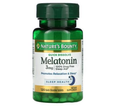 Nature's Bounty, мелатонін, зі смаком натуральної вишні, 3 мг, 120 швидкорозчинних таблеток