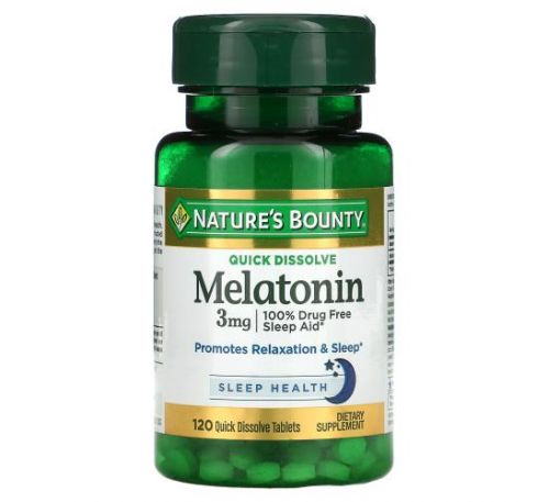 Nature's Bounty, мелатонін, зі смаком натуральної вишні, 3 мг, 120 швидкорозчинних таблеток