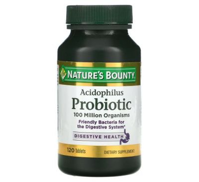 Nature's Bounty, пробіотик з ацидофільними лактобактеріями (Lactobacillus acidophilus), 120 таблеток
