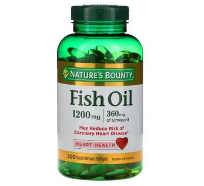 Nature's Bounty, риб’ячий жир, 1200 мг, 200 капсул зі швидким вивільненням