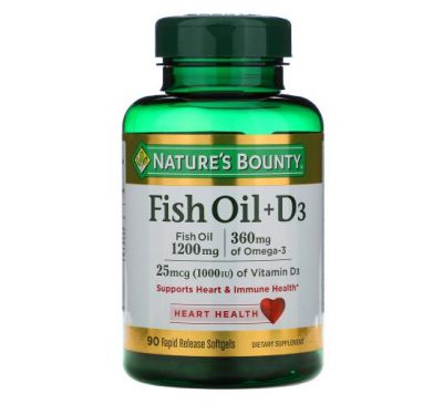 Nature's Bounty, риб’ячий жир із вітаміном D3, 90 капсул зі швидким вивільненням